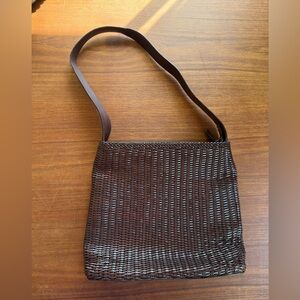 Vintage Fossil Woven Leather Shoulder Bag Brown Basketweave Hobo Style 75082